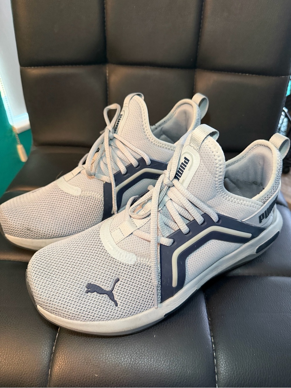 Puma Men’s Light Gray and Navy Athletic Sneakers